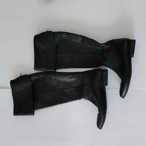 Seychelles Anthropologie Black Leather Knee High Riding Boots Foldover 8 M EUC